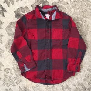 Boys flannel buffalo plaid button down shirt